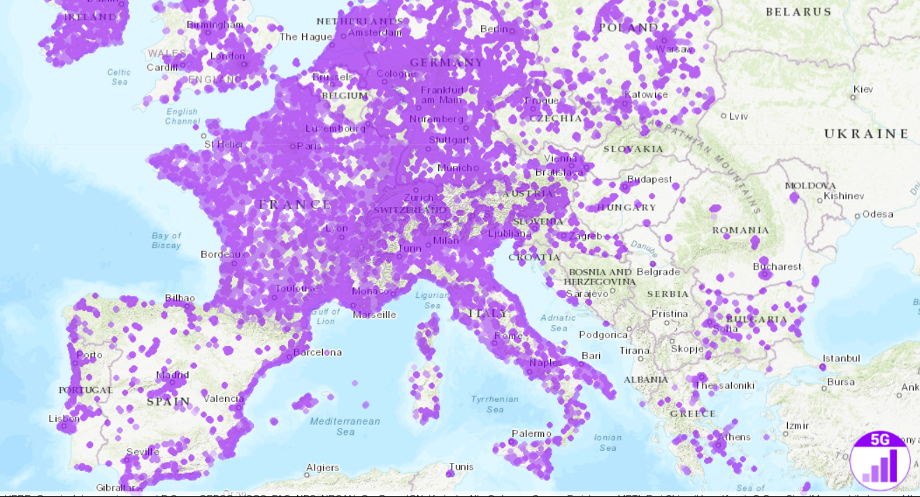 Come proteggersi dalle radiazioni elettromagnetiche . mappa antenne 5G Europa